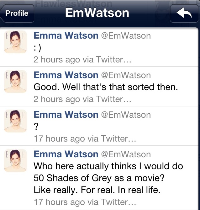 Emma Watson twitter 50 Sombras