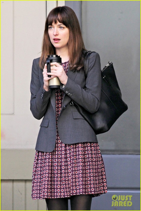 Dakota Johnson films scenes with Max Martini on the set of "Fifty Shades of Grey" **NO Canada**